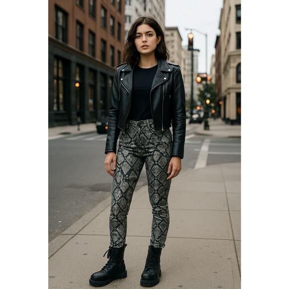 3 for 9 Seven7 Women's Pants Gray Size 6 Tummyless Skinny Jeans Snake High Rise - Picture 1 of 8